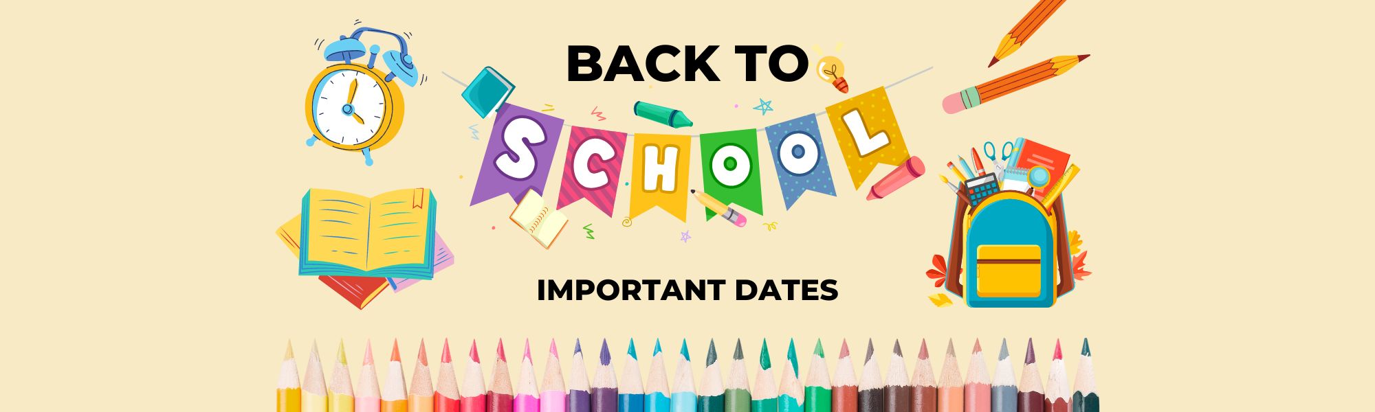 Cream Minimalist Back To School Banner Landscape (2000 × 600 px)